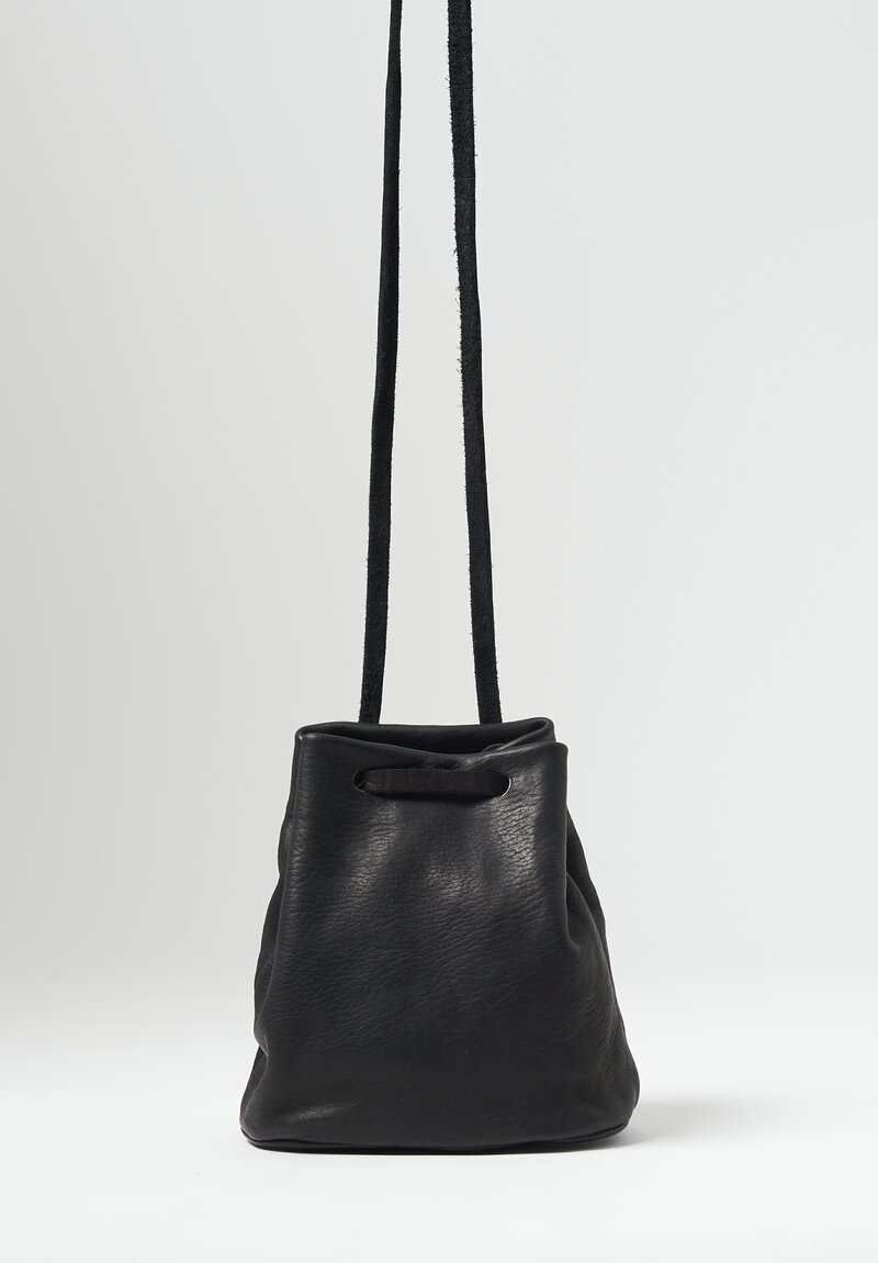 Guidi Full Grain Leather Small Bucket Bag in Black