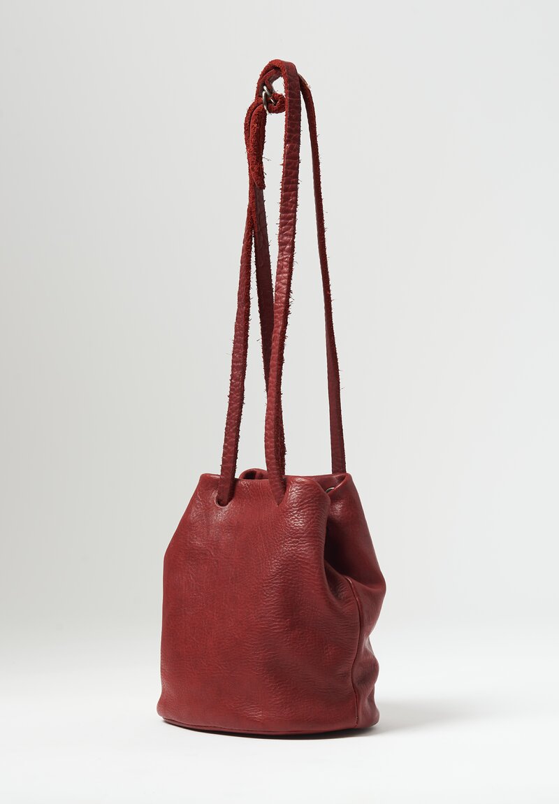 Guidi Full Grain Leather Small Bucket Bag in Red	