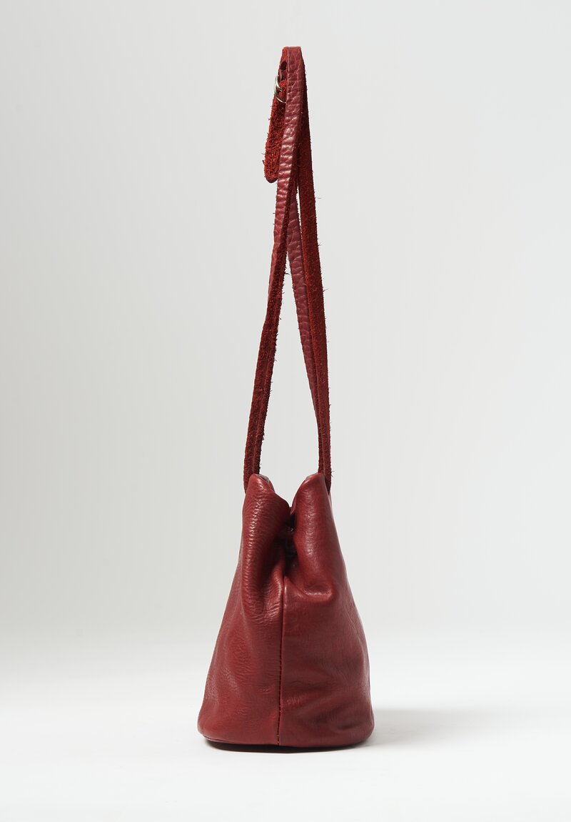 Guidi Full Grain Leather Small Bucket Bag in Red	