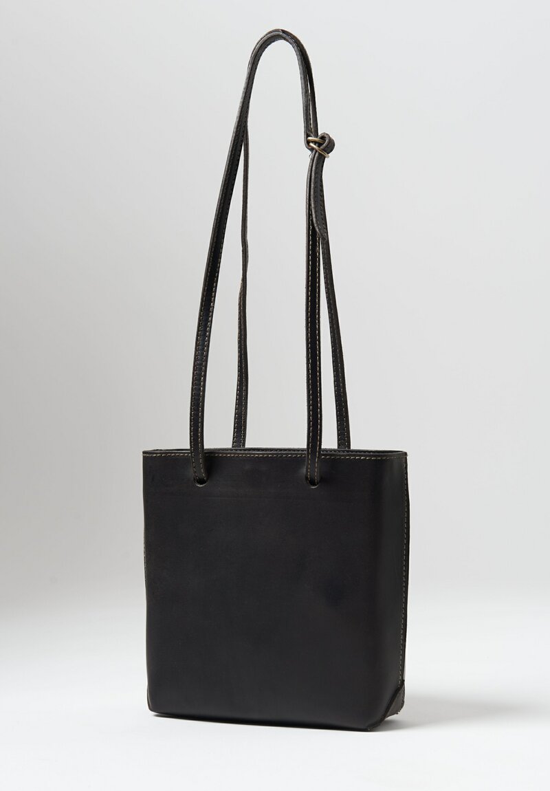 Guidi Full Grain Leather Uni Square Handbag in Dark Brown