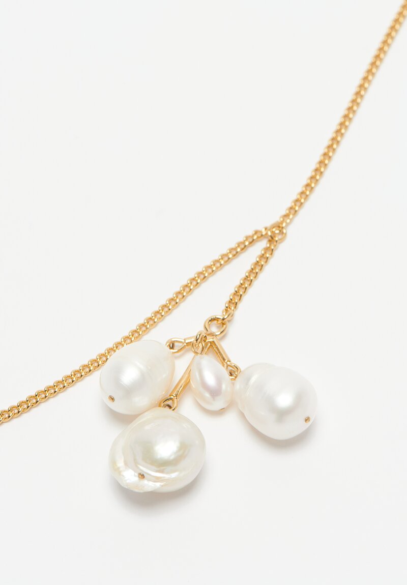 Jil Sander Handmade Brass Necklace with Freshwater Pearls White Pearls	