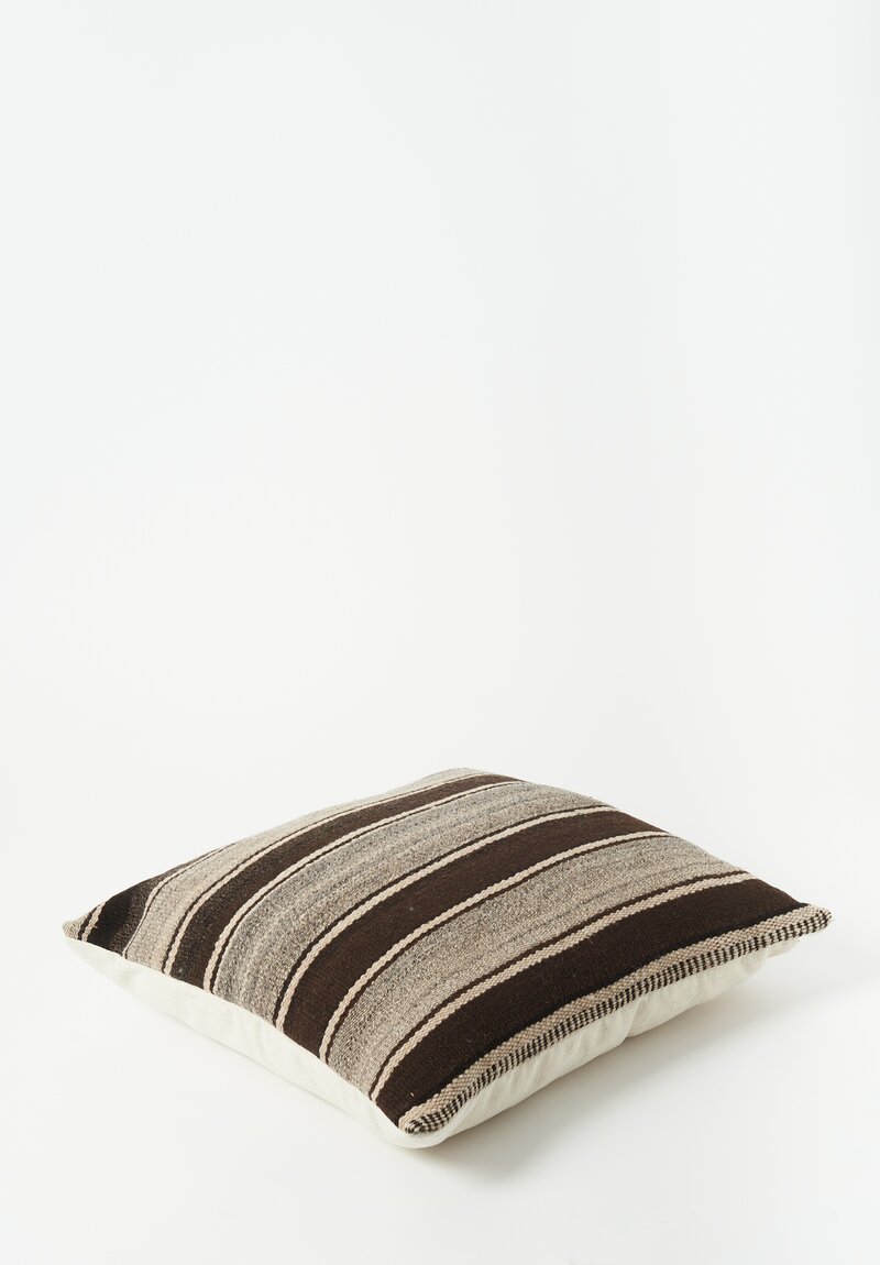 Etnico Vintage Wool Frazada Pillow in Brown Stripe I