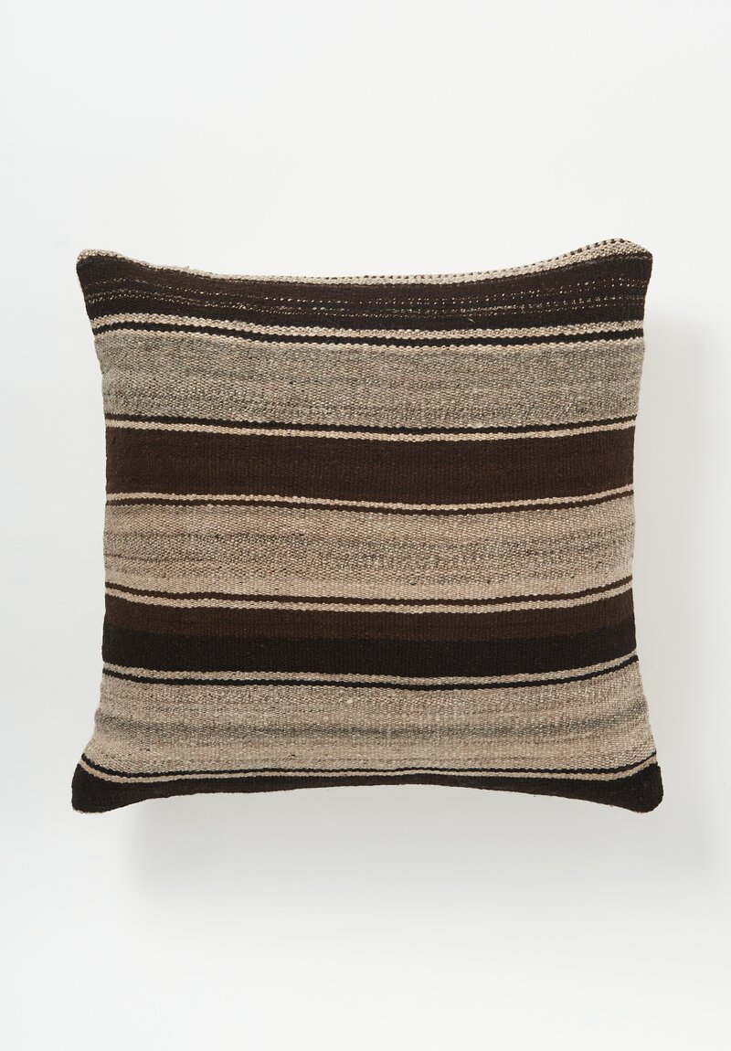Etnico Vintage Wool Frazada Pillow in Brown Stripe Iii