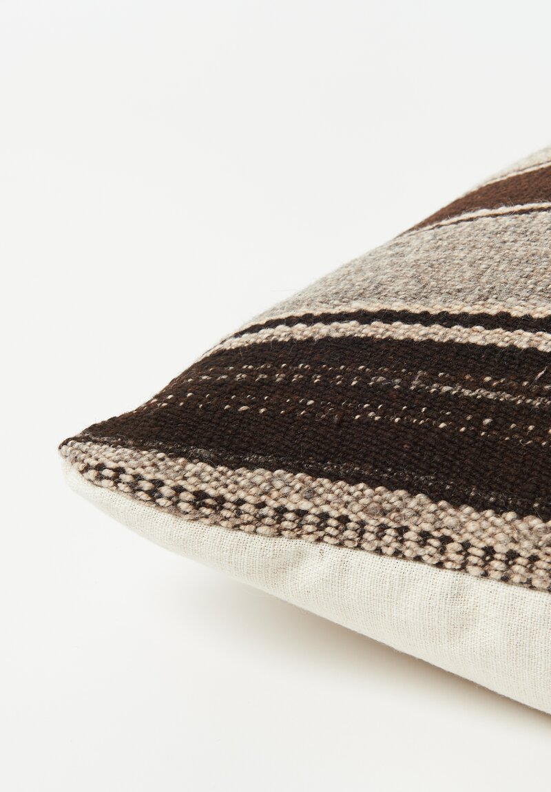 Etnico Vintage Wool Frazada Pillow in Brown Stripe Iii