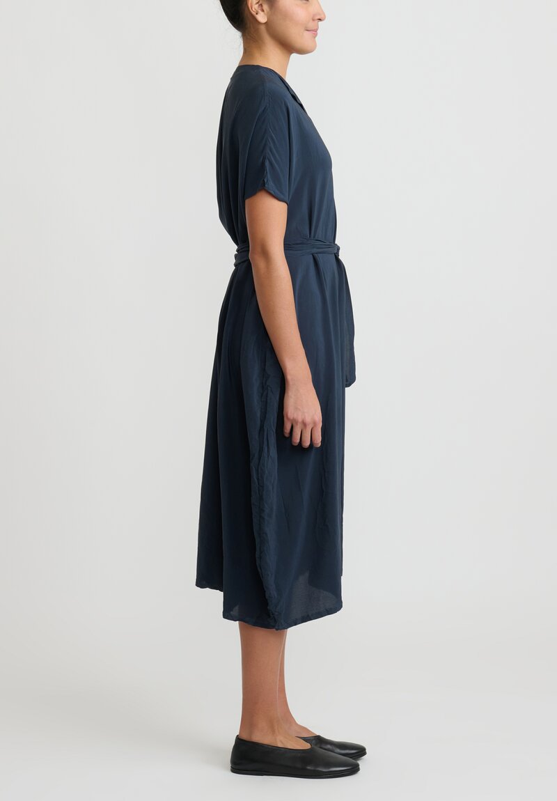 Daniela Gregis Washed Silk ''Abito'' Dress in Navy Blue	