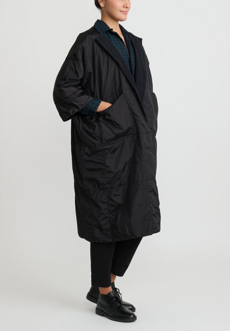 Daniela Gregis Cashmere Lined ''Trapuntato'' Coat in Black & Blue	