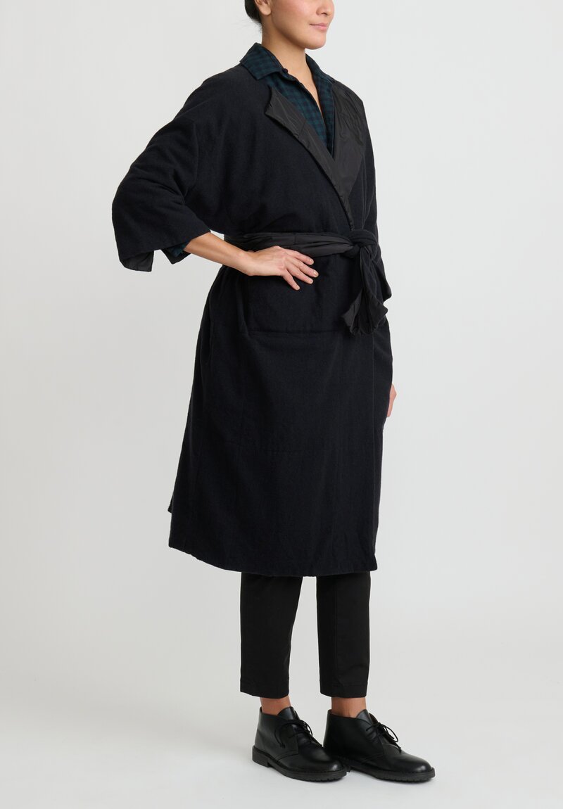 Daniela Gregis Cashmere Lined ''Trapuntato'' Coat in Black & Blue	