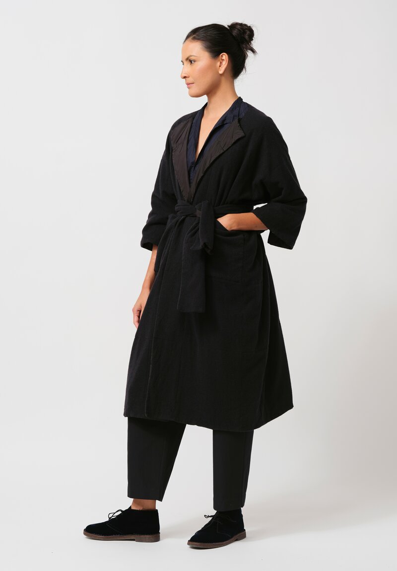 Daniela Gregis Cashmere Lined ''Trapuntato'' Coat in Black & Blue	