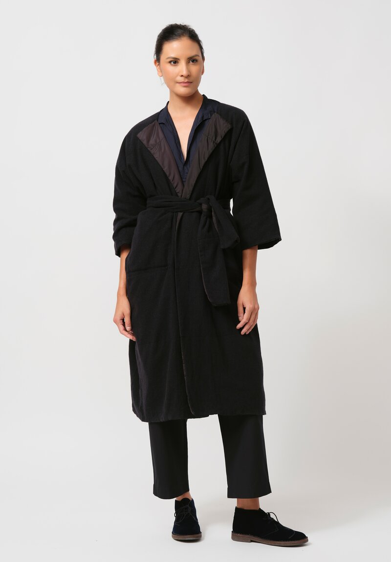 Daniela Gregis Cashmere Lined ''Trapuntato'' Coat in Black & Blue	