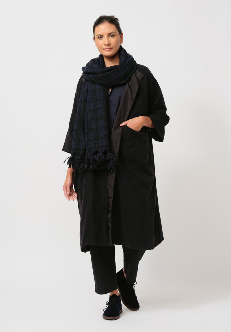 Daniela Gregis Cashmere Lined ''Trapuntato'' Coat in Black & Blue	