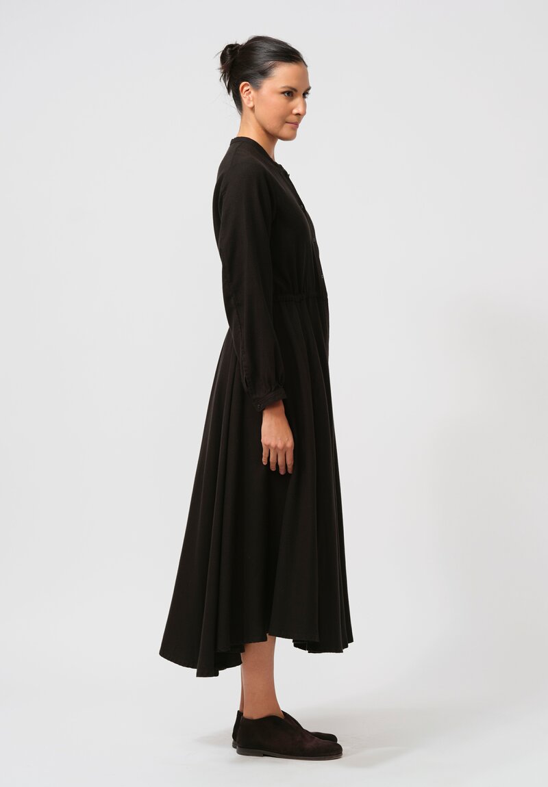 Kaval Silk Nel Twill Long Shirt Dress in Black	