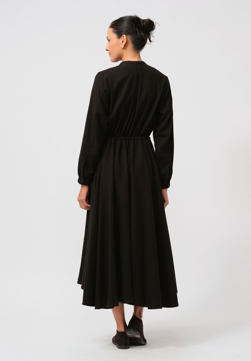 Kaval Silk Nel Twill Long Shirt Dress in Black	