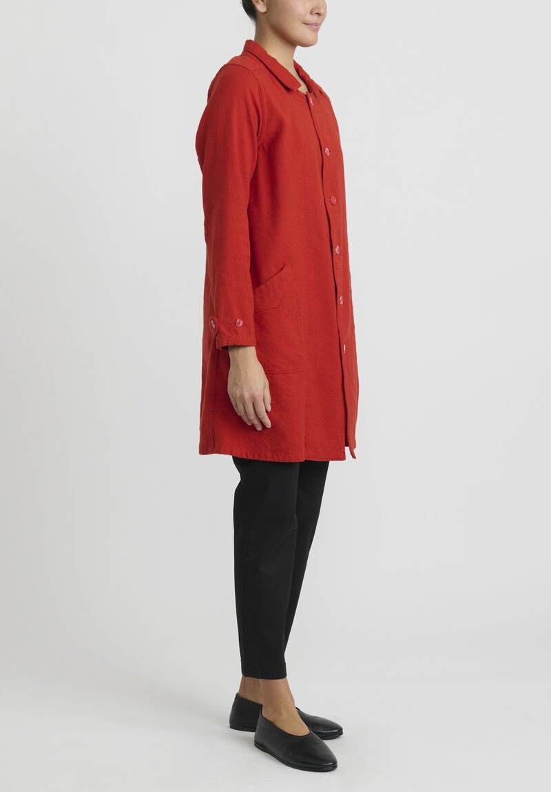 Kaval Cashmere, Cotton & Linen Twill Shop Coat in Red	