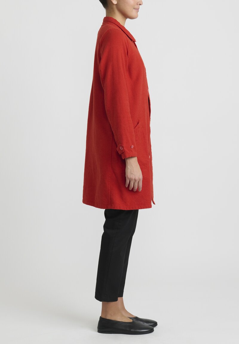 Kaval Cashmere, Cotton & Linen Twill Shop Coat in Red	