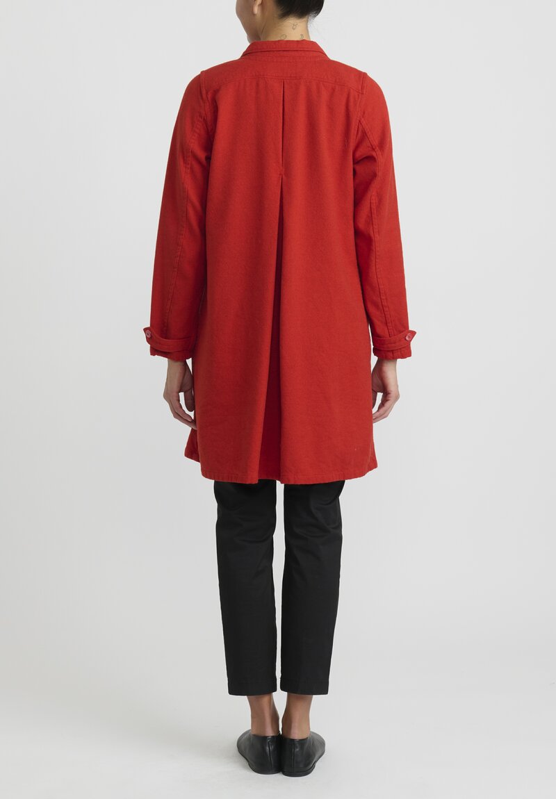 Kaval Cashmere, Cotton & Linen Twill Shop Coat in Red	