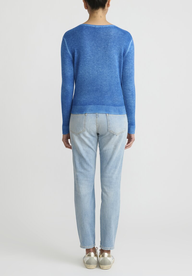 Avant Toi Cashmere V-Neck Short Sweater in Genziana Blue	