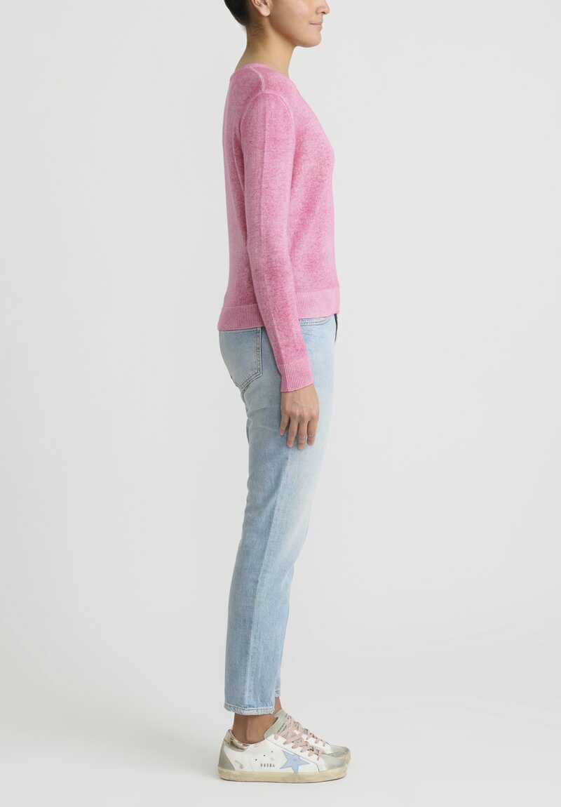 Avant Toi Cashmere V-Neck Short Sweater in Hebe Pink	