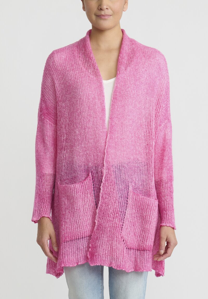Avant Toi Loose-Knit Cardigan in Hebe Pink	