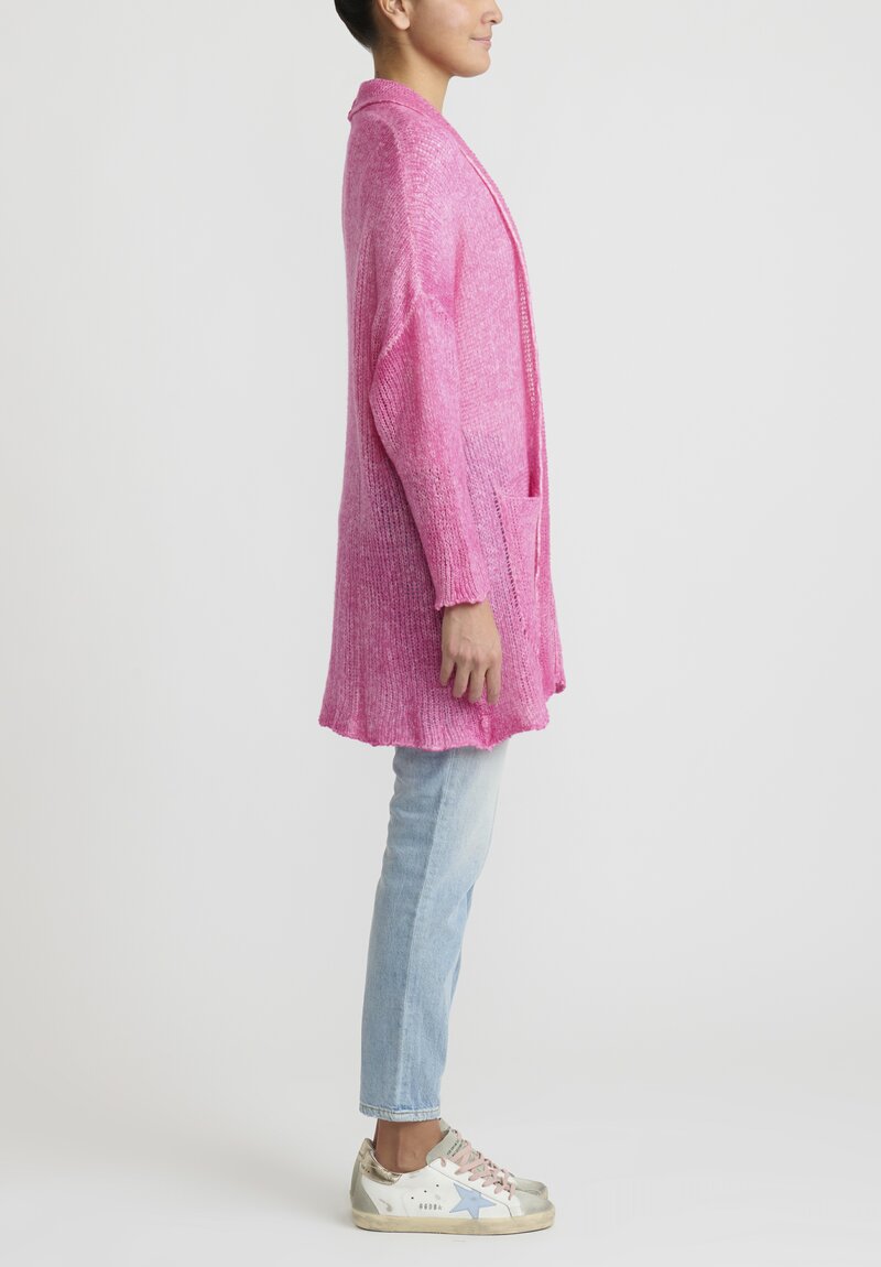 Avant Toi Loose-Knit Cardigan in Hebe Pink	