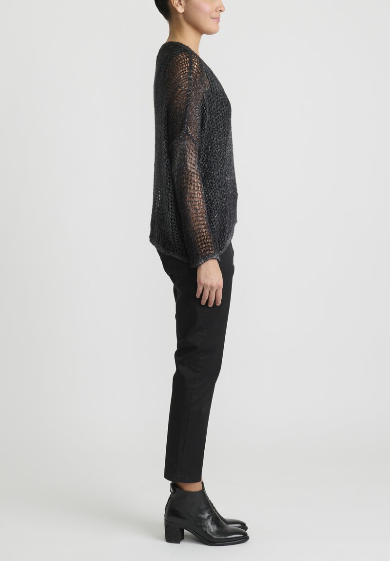 Avant Toi Cashmere/Silk Cloud ''Net'' Sweater in Nero Black	
