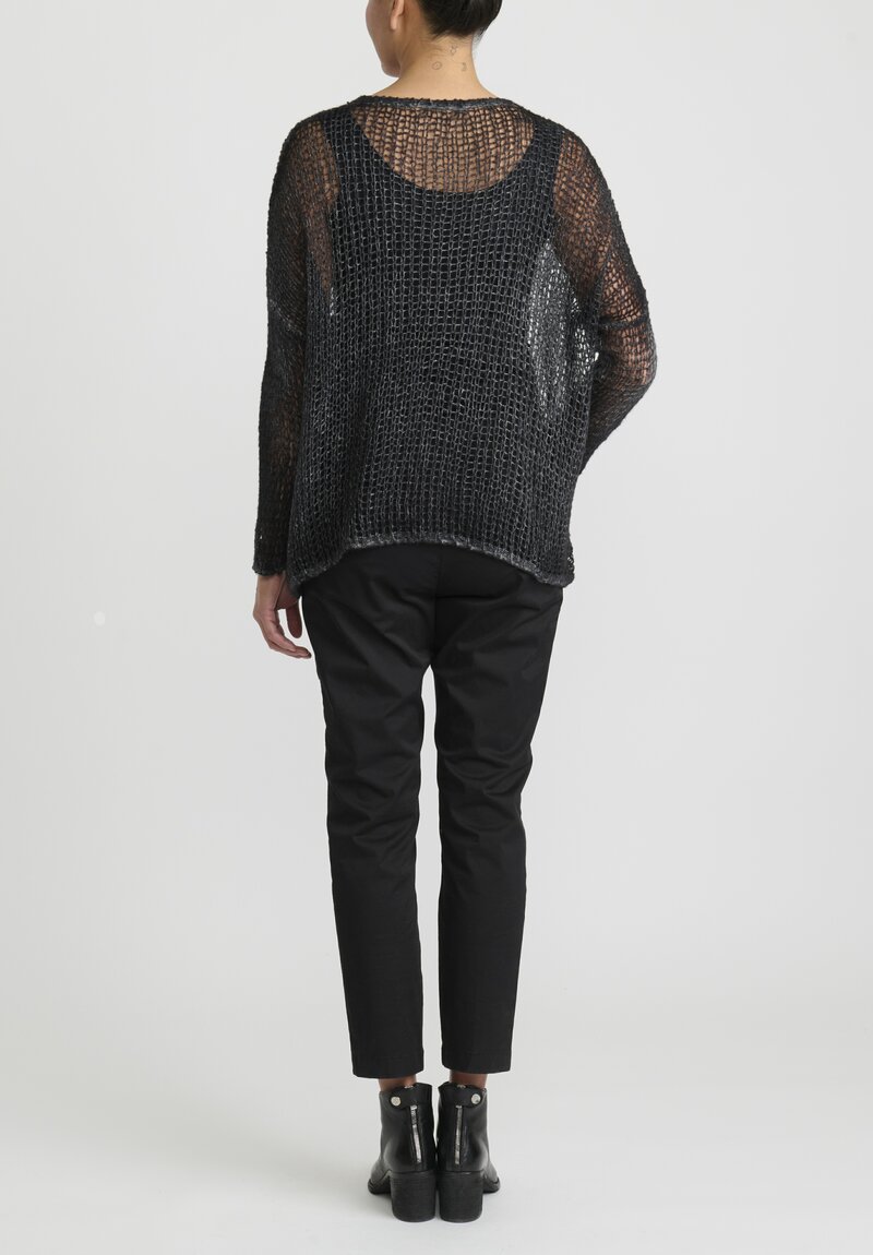 Avant Toi Cashmere/Silk Cloud ''Net'' Sweater in Nero Black	