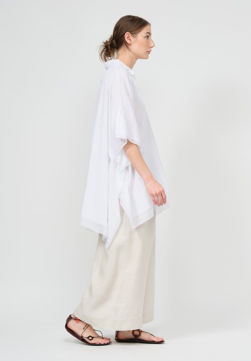 Shi Cotton Voile Square Button Up Shirt in White	