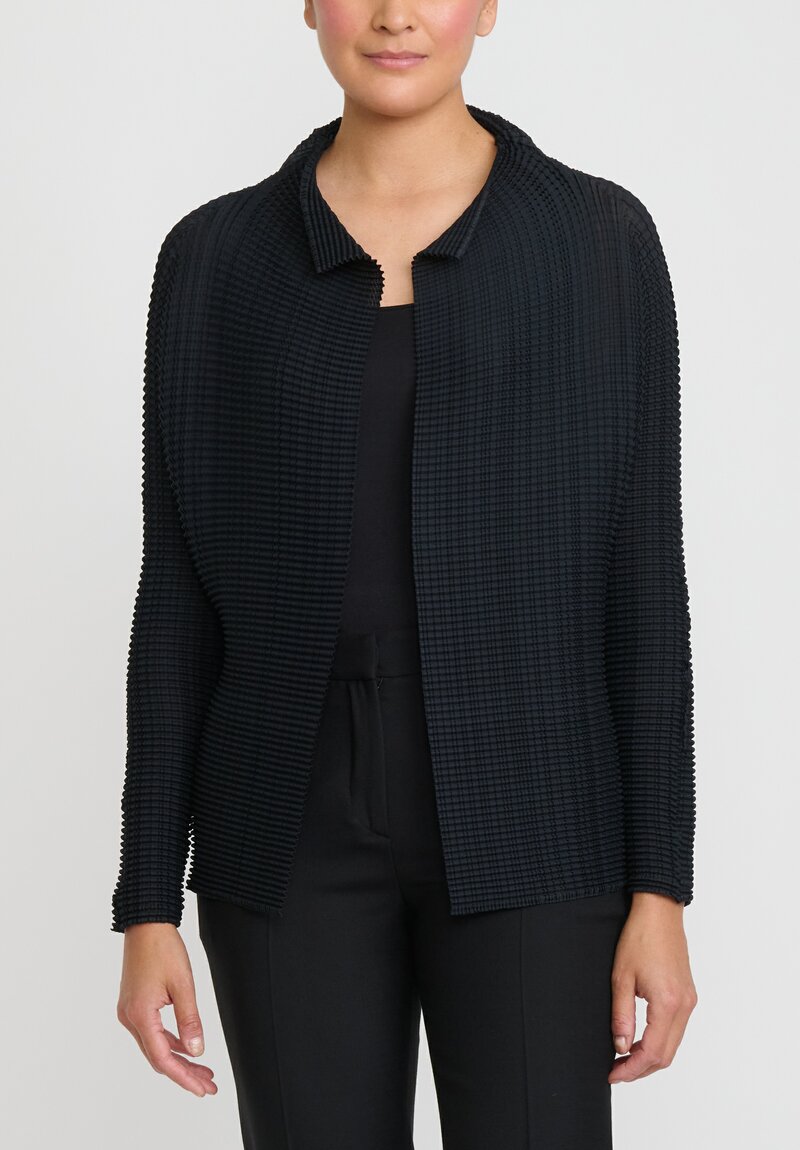 Issey Miyake Wooly Pleats Top in Dark Navy Blue | Santa Fe Dry