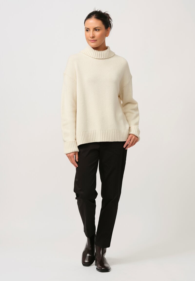 Jil Sander Cashmere High Neck Sweater in Natural White	