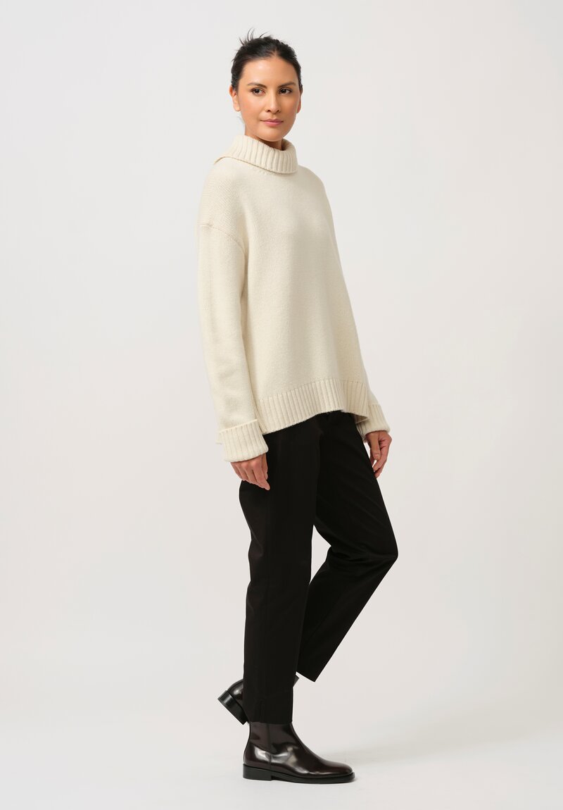 Jil Sander Cashmere High Neck Sweater in Natural White	