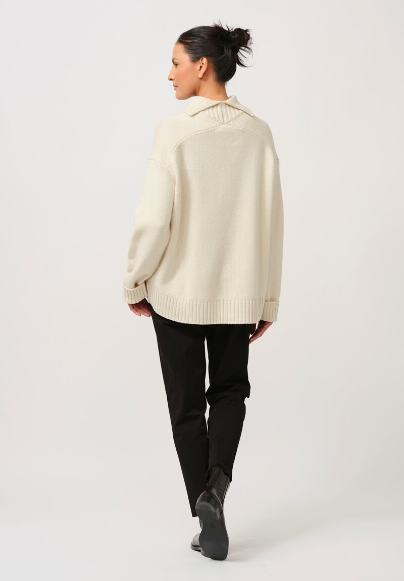 Jil Sander Cashmere High Neck Sweater in Natural White	