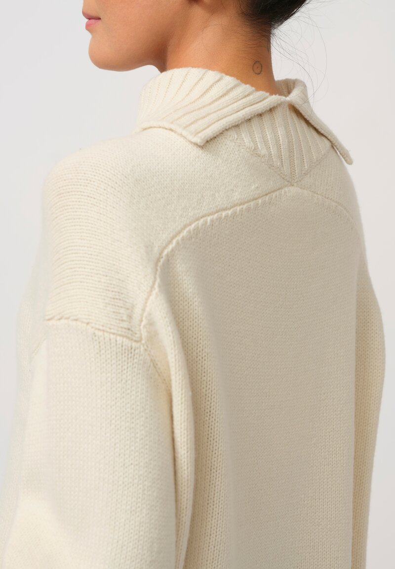 Jil Sander Cashmere High Neck Sweater in Natural White	