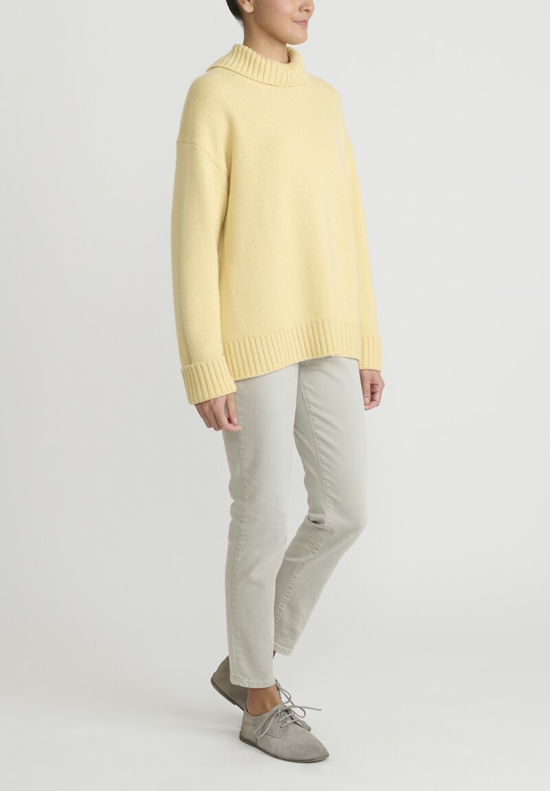 Jil Sander Cashmere High Neck Sweater in Pale Yellow	