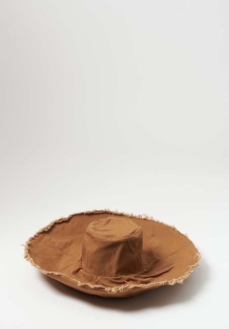 Ashley Rowe Cotton Denim XLarge Bucket Hat in Tan	
