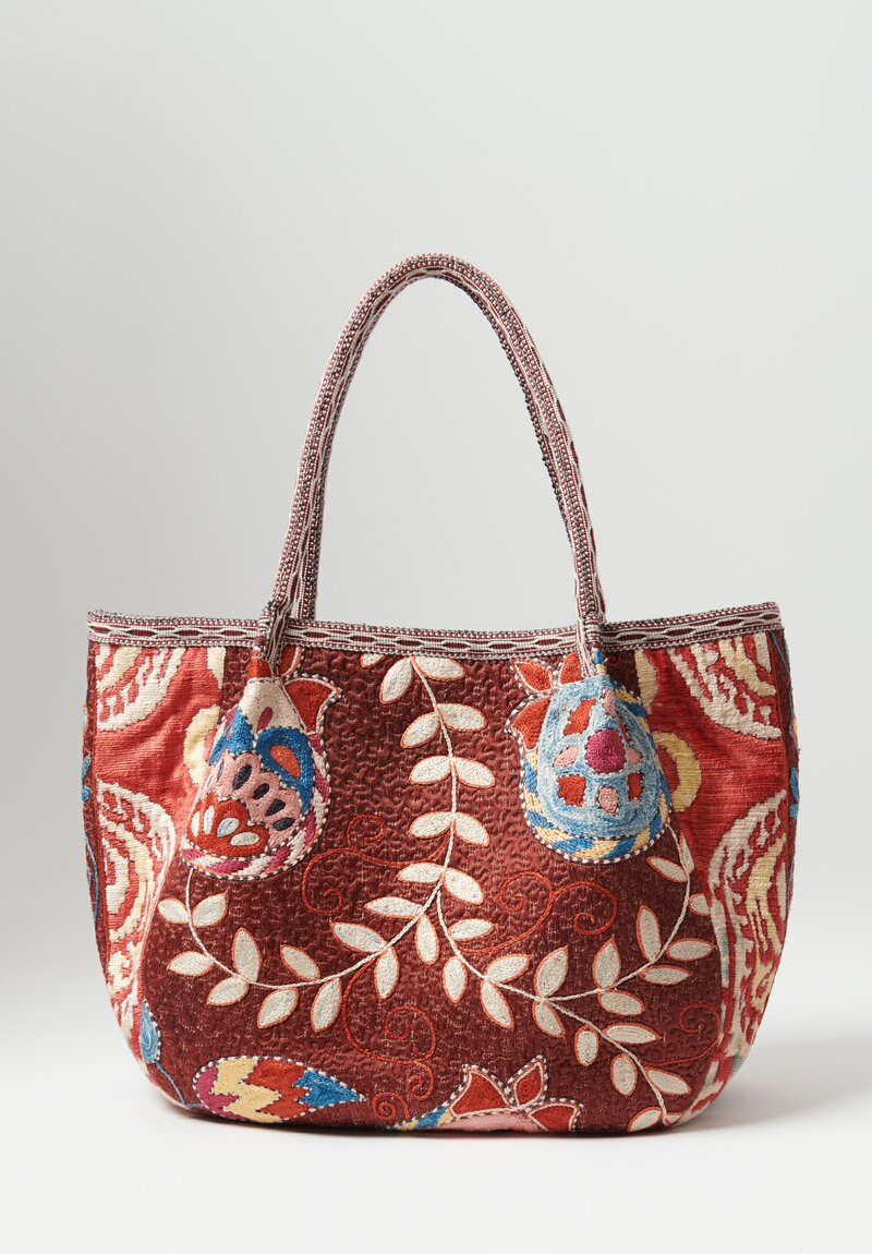 Rianna + Nina Uzbek Embroidered One-of-a-Kind Bag in Red