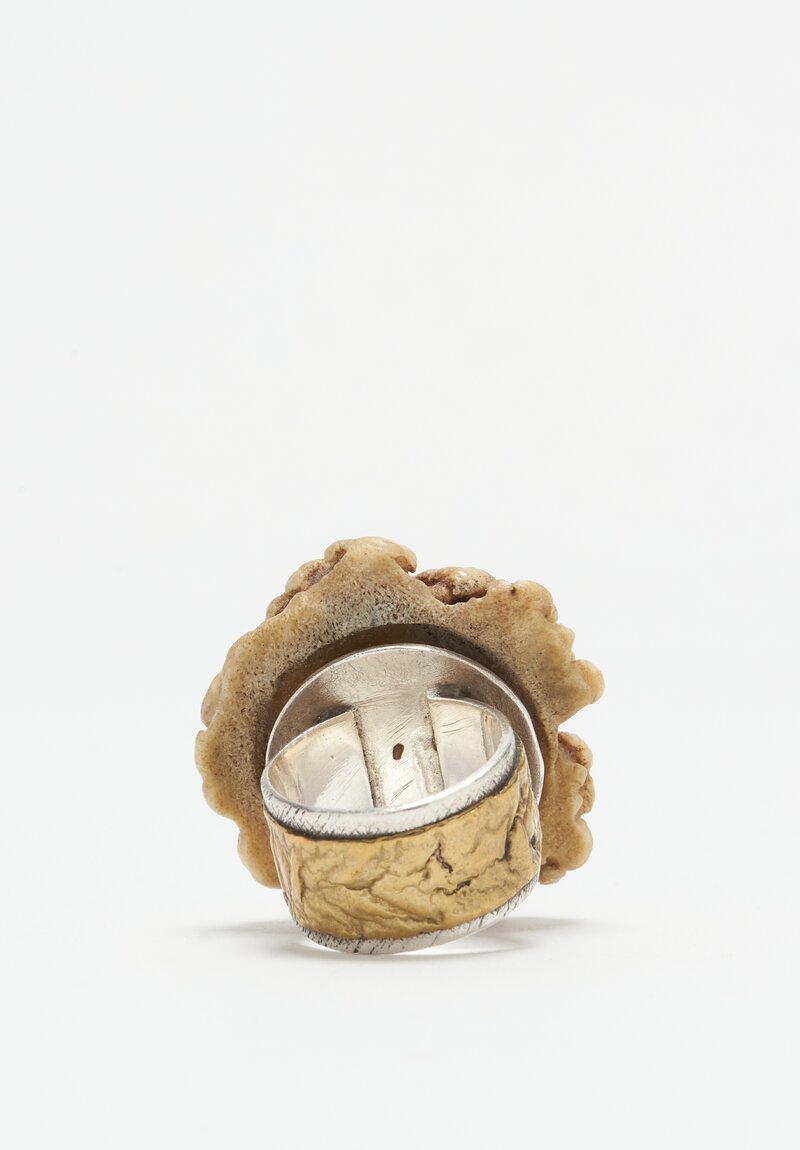 Pamela Adger Silver & Brass Amulet Ring	