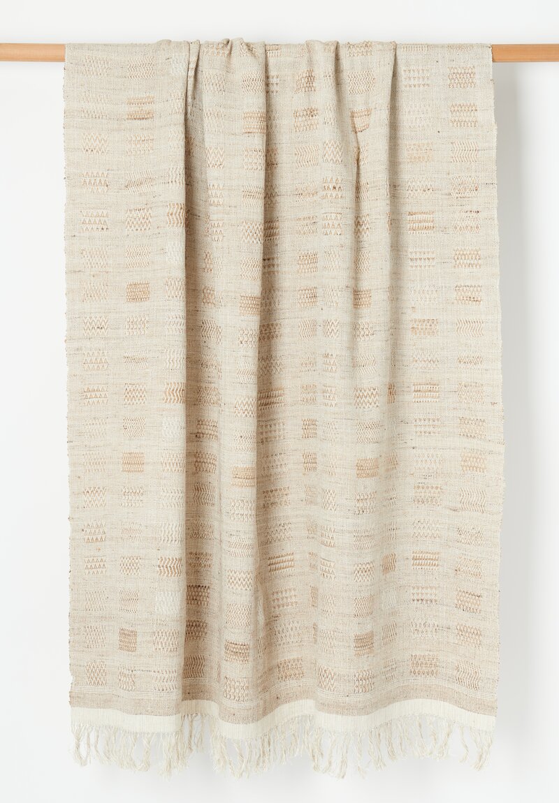 Neeru Kumar Handloomed Linen Silk Window Throw in Natural White	