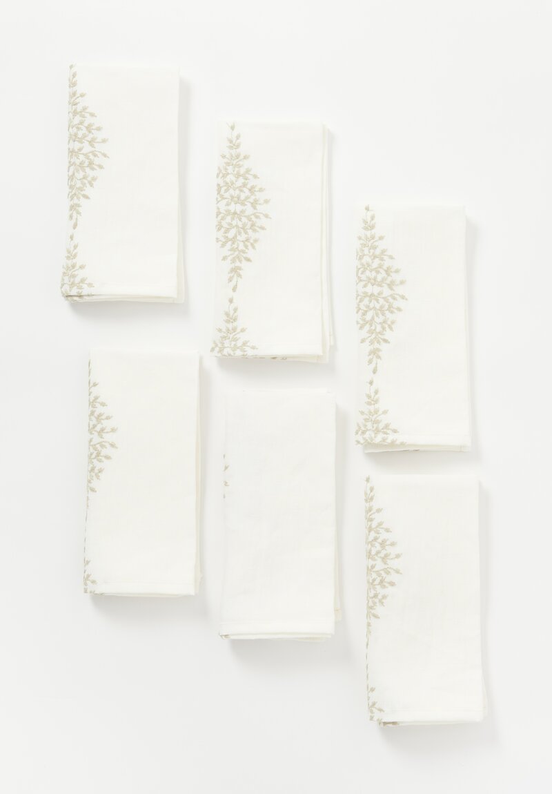 Charvet Editions Embroidered Linen Reseda Napkins	