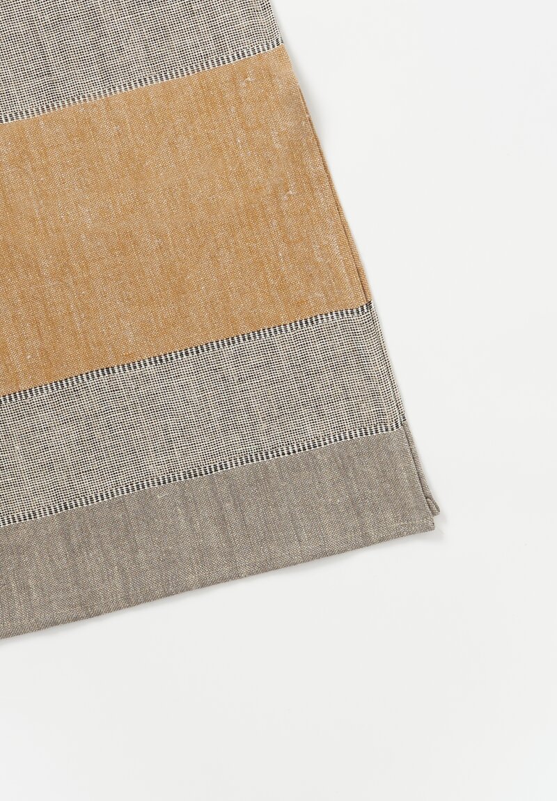 Charvet Editions Linen Rivoli Bois Tablecloth in Ocre Brown, Grey
