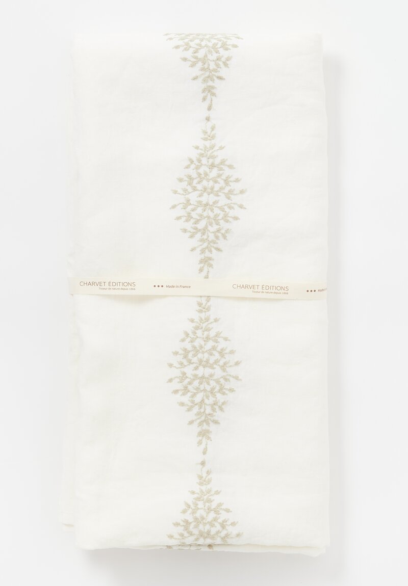 Charvet Editions Square Embroidered Linen Reseda Tablecloth	