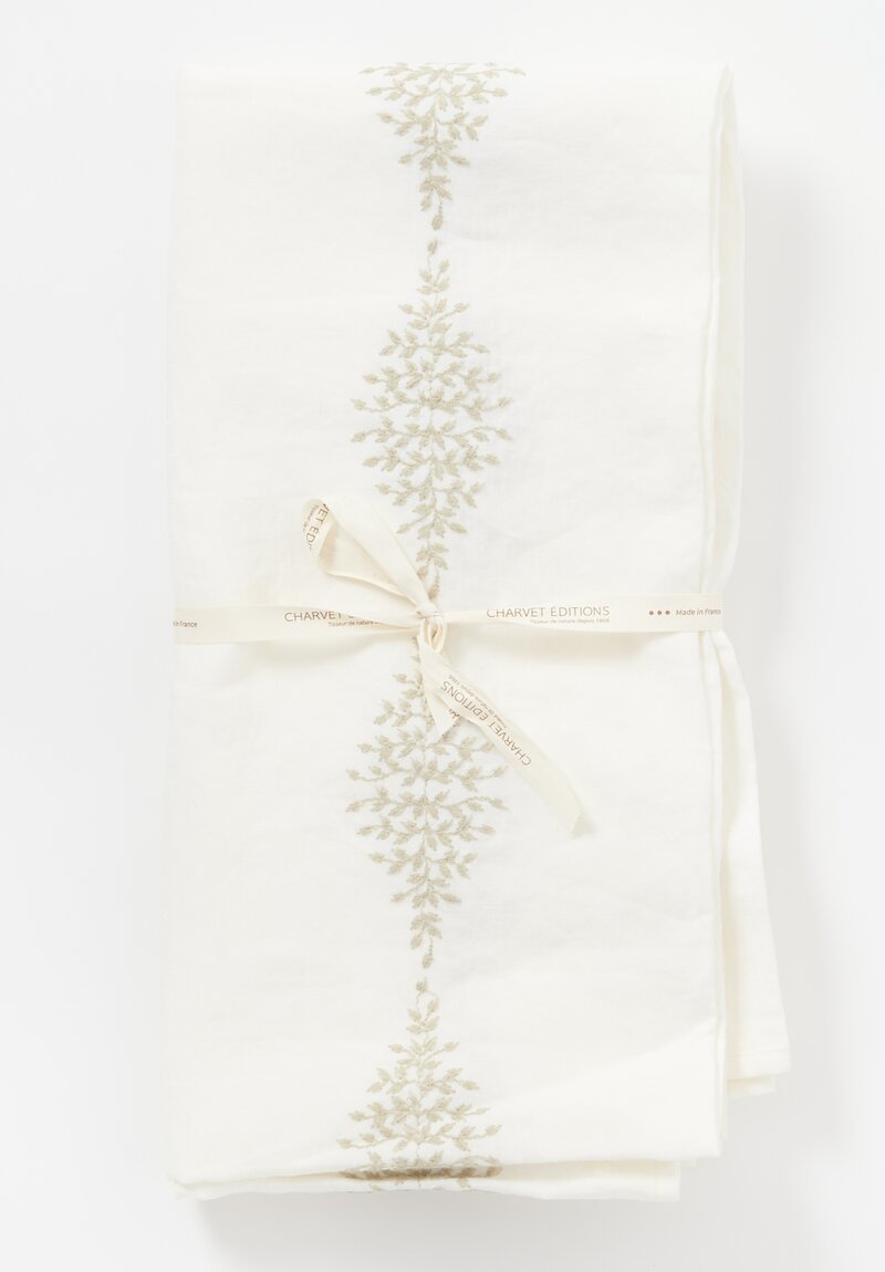 Charvet Editions Square Embroidered Linen Reseda Tablecloth	