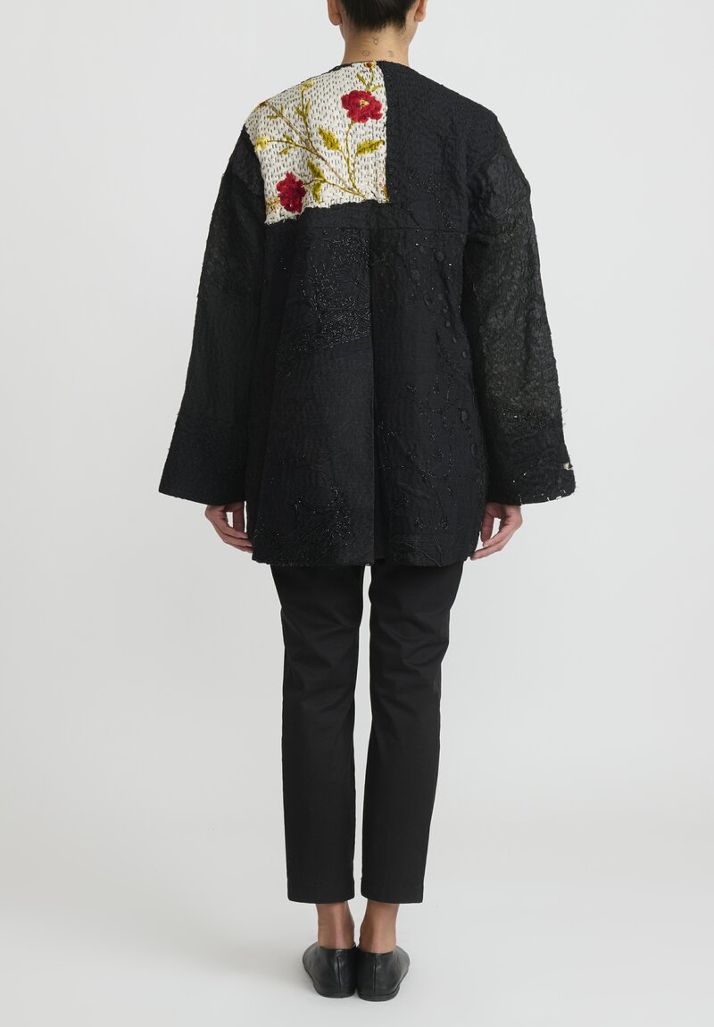 By Walid Beaded and Embroidered Silk Victorian Jackie Jacket in Black