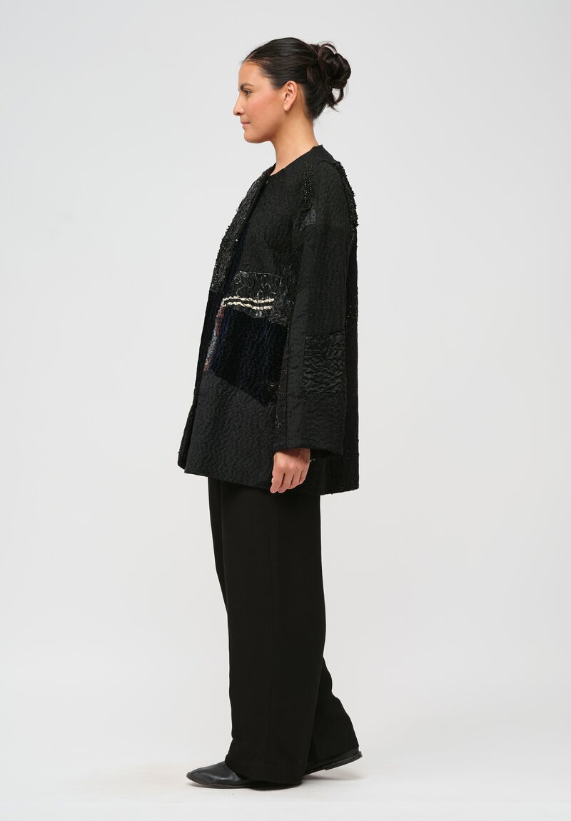 By Walid Beaded and Embroidered Silk Victorian Jackie Jacket in Black	