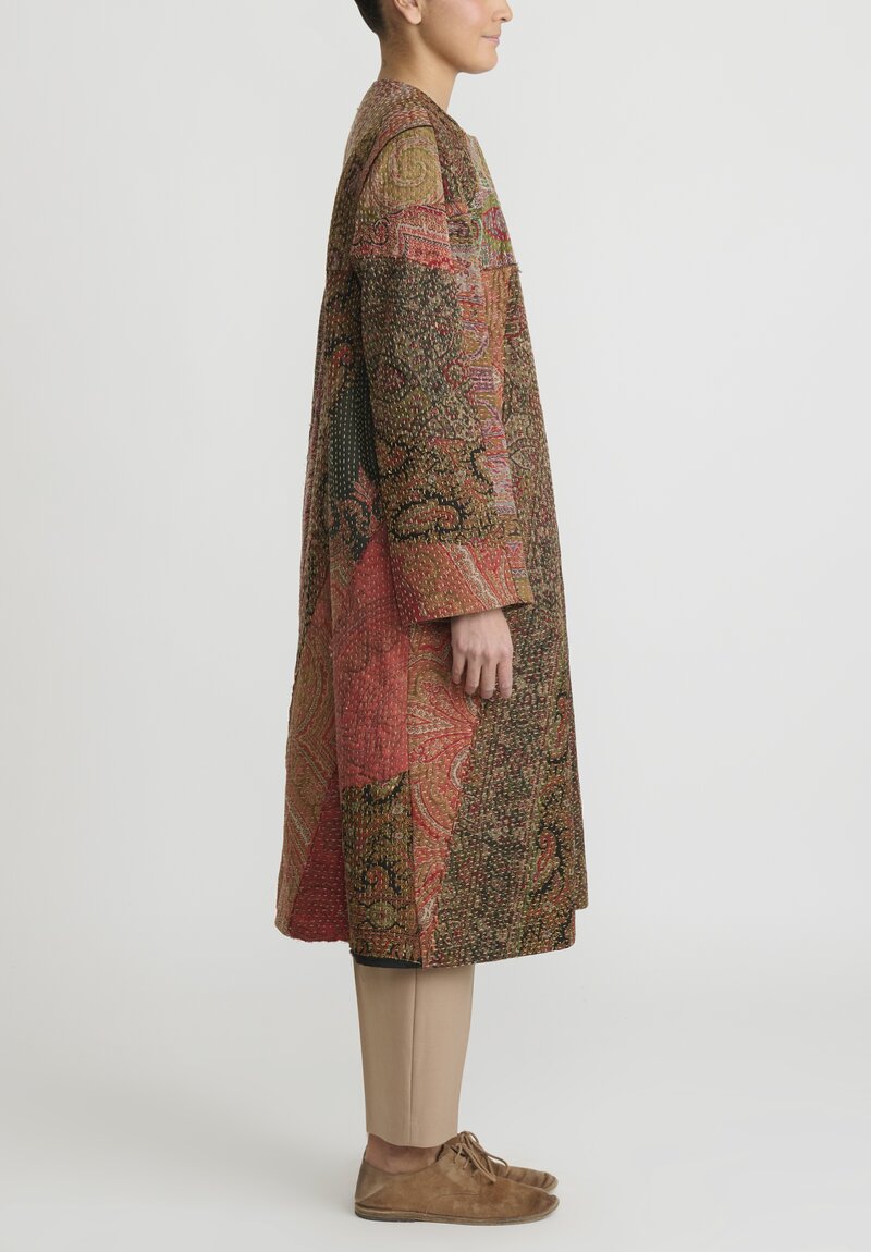 By Walid Victorian Shawl Nancy Coat	in Red Multicolor Paisley