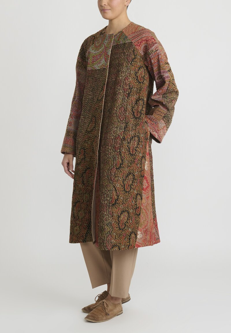 By Walid Victorian Shawl Nancy Coat	in Red Multicolor Paisley