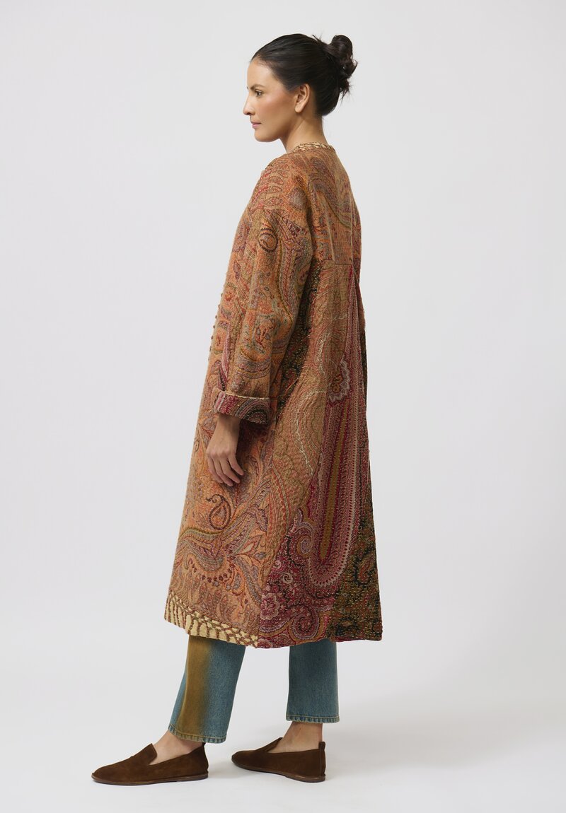 By Walid Victorian Shawl ''Nancy'' Coat in Orange Multicolor	