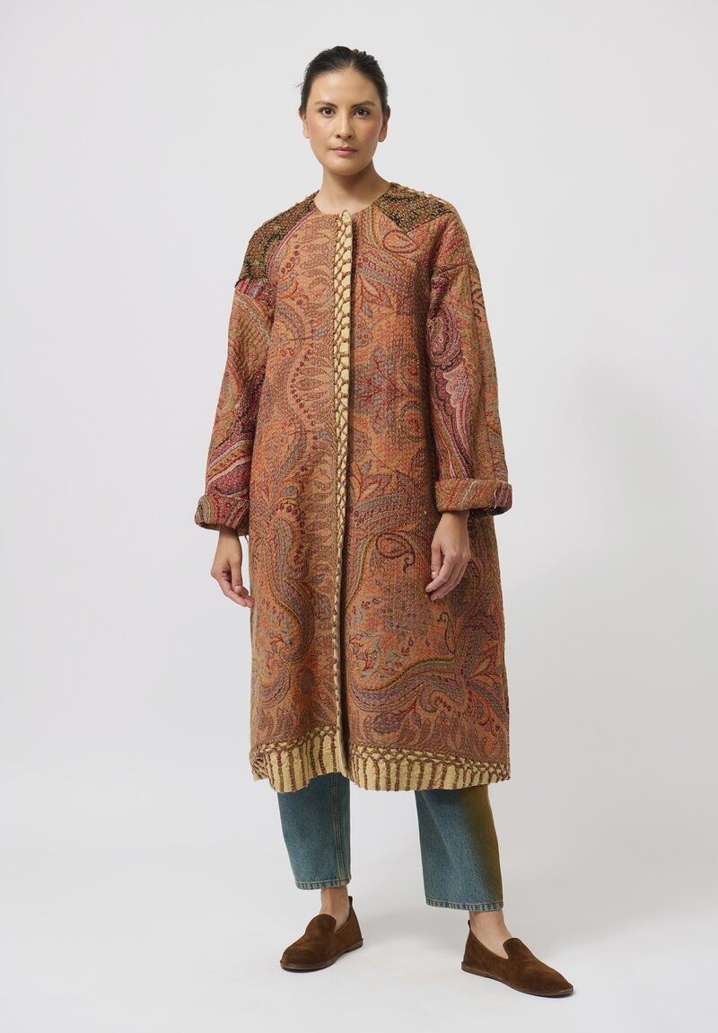 By Walid Victorian Shawl ''Nancy'' Coat in Orange Multicolor	