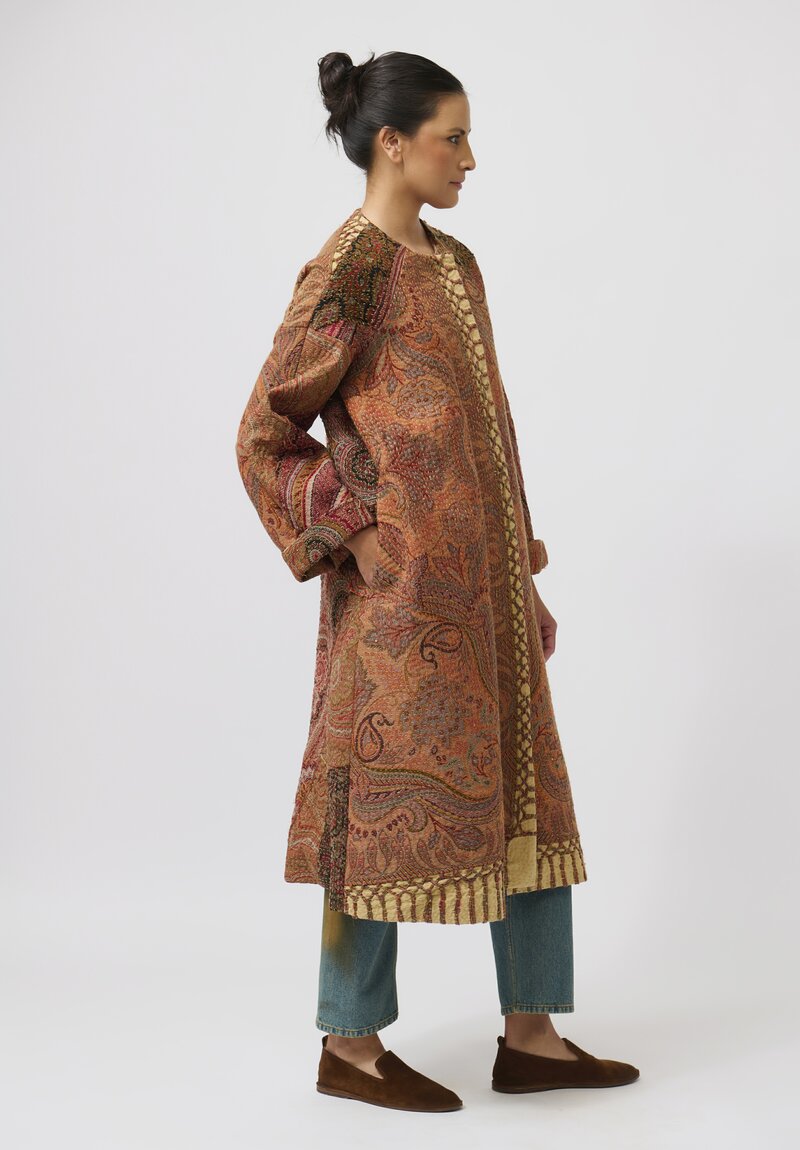 By Walid Victorian Shawl ''Nancy'' Coat in Orange Multicolor	