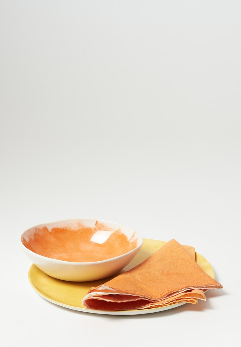 Stamperia Bertozzi Handmade Linen Sfumato Napkin Arancio Orange	