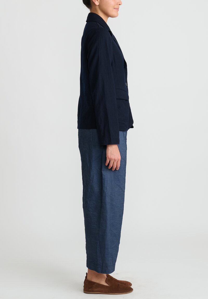Chez Vidalenc Hand-Dyed Wool Mar Simple Jacket	in Blue
