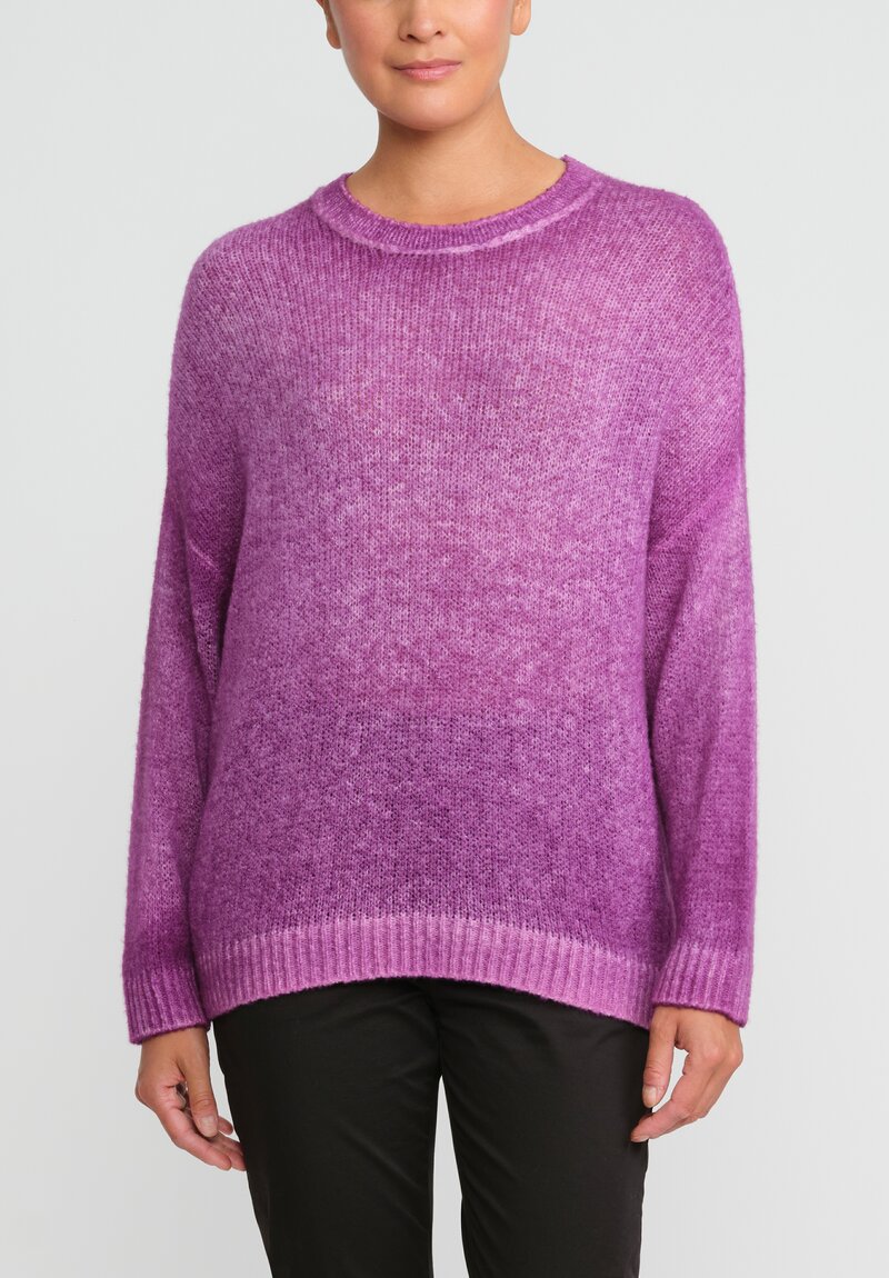 Avant Toi Hand-Painted Brushed Crewneck Sweater in Orchid Purple	